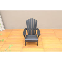 Elegant Black Polystyrene Adirondack Chair for Outdoor Patio, Deck, Garden, and Poolside Relaxation