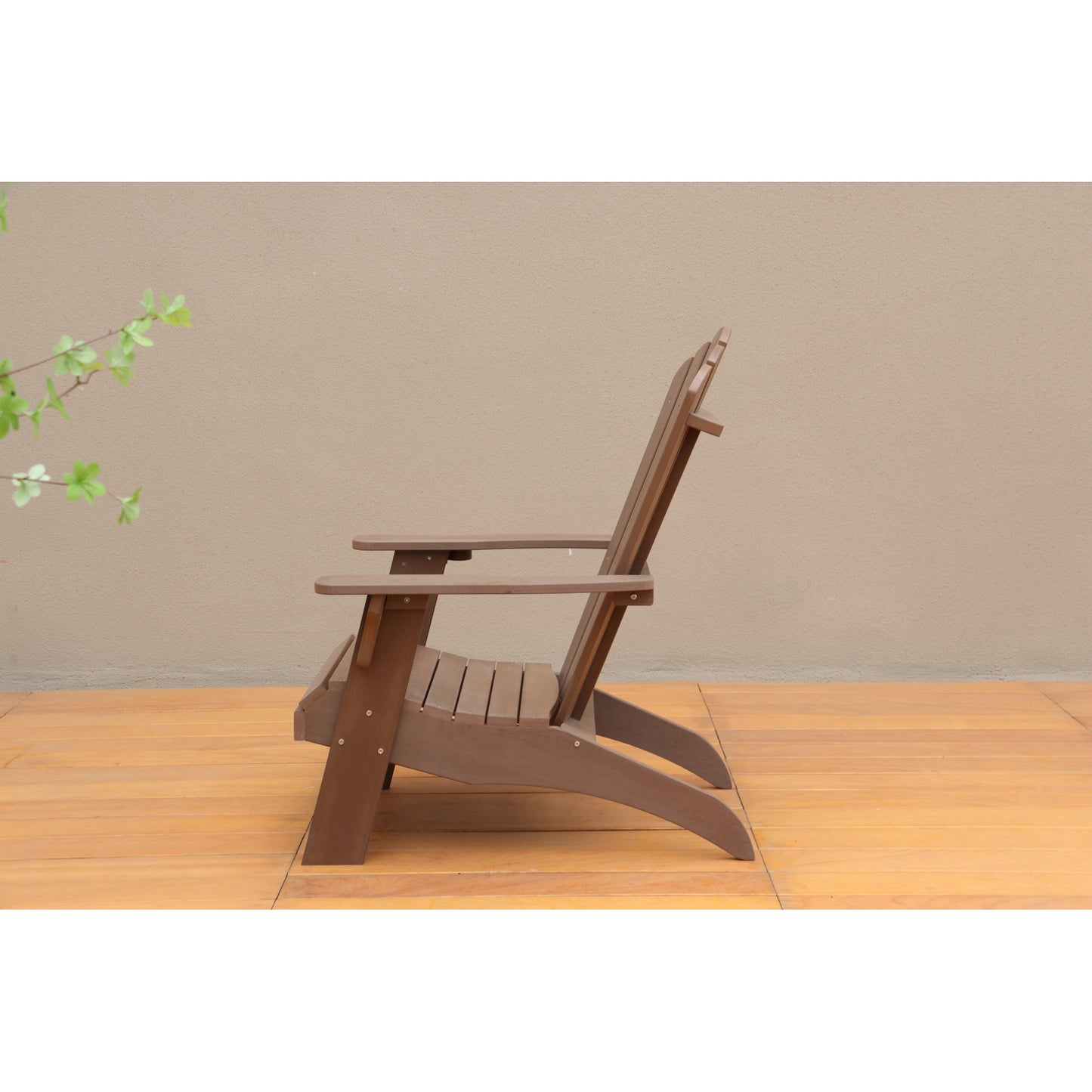 Brown Polystyrene Adirondack Chair for Outdoor Comfort and Relaxation, Weather-Resistant, Stylish Design