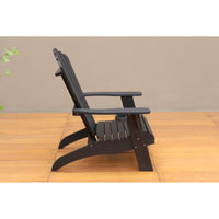 Elegant Black Polystyrene Adirondack Chair for Outdoor Patio, Deck, Garden, and Poolside Relaxation