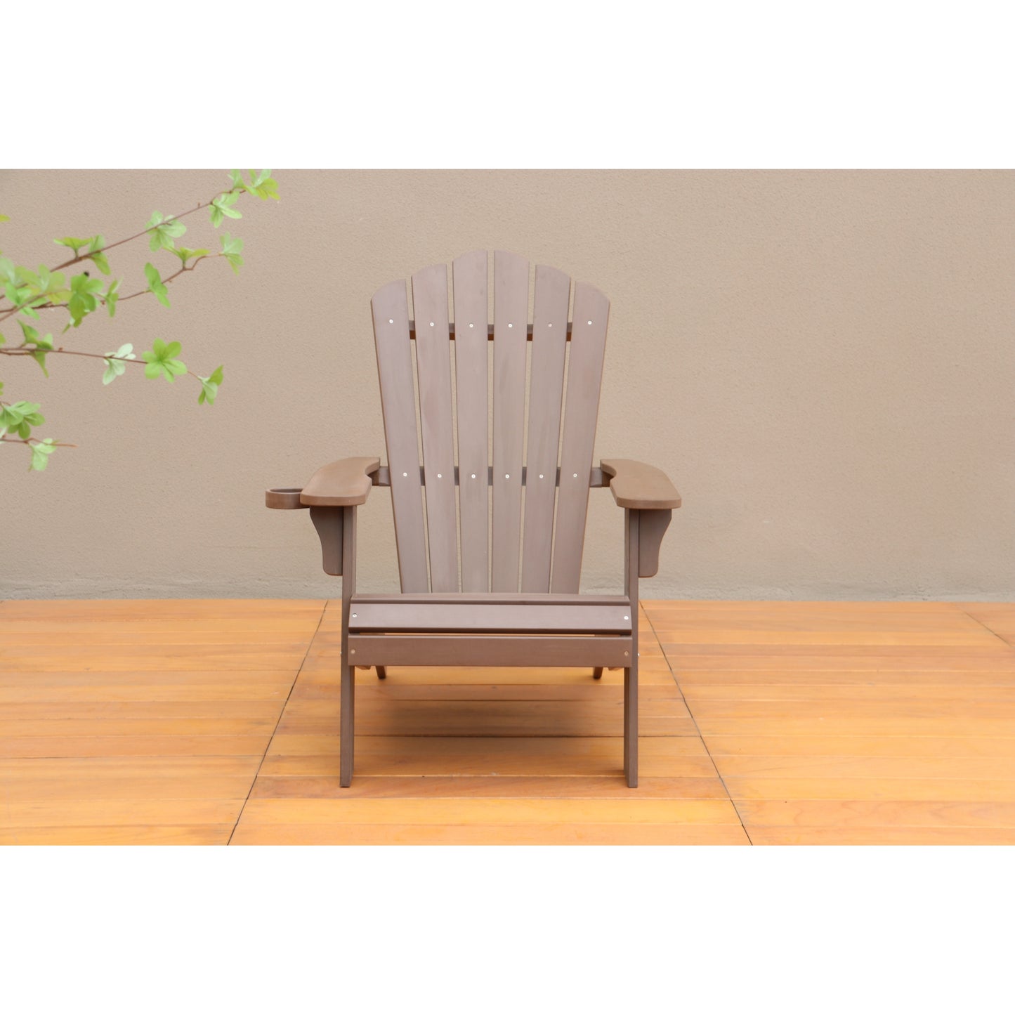 Brown Polystyrene Adirondack Chair for Outdoor Comfort and Relaxation, Weather-Resistant, Stylish Design