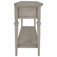 Classic Retro Style Console Table with 3 Top Drawers & Open Shelf, Easy Assembly (Gray Wash)