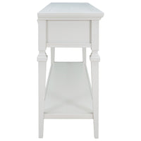 Classic Retro Console Table with 3 Drawers & Open Bottom Shelf, Antique White - Easy Assembly