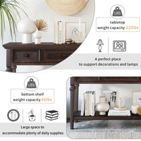 Classic Retro Console Table with 3 Drawers and Open Shelf – Easy Assembly, Espresso Finish