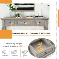 Classic Retro Style Console Table with 3 Top Drawers & Open Shelf, Easy Assembly (Gray Wash)