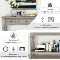 Classic Retro Style Console Table with 3 Top Drawers & Open Shelf, Easy Assembly (Gray Wash)