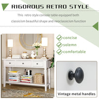 Classic Retro Console Table with 3 Drawers & Open Bottom Shelf, Antique White - Easy Assembly