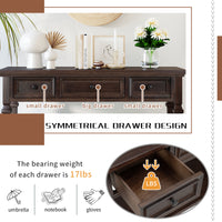 Classic Retro Console Table with 3 Drawers and Open Shelf – Easy Assembly, Espresso Finish