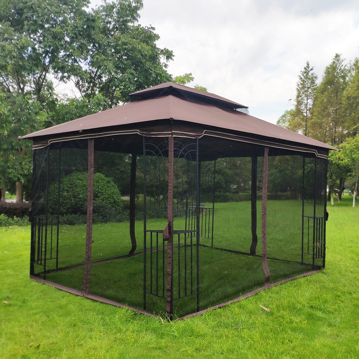 13x10 Outdoor Patio Gazebo Canopy Tent - Ventilated Double Roof with Detachable Mosquito Net, Ideal for Lawn, Garden, Backyard, and Deck