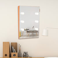 Wooden Wall Vanity Mirror with LED Bulbs - Makeup & Dressing Mirror for Home Decor, Stylish and Functional, 40x30cm