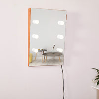 Wooden Wall Vanity Mirror with LED Bulbs - Makeup & Dressing Mirror for Home Decor, Stylish and Functional, 40x30cm