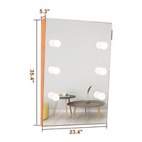 Wooden Wall Vanity Mirror with LED Bulbs - Makeup & Dressing Mirror for Home Decor, Stylish and Functional, 40x30cm