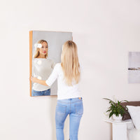 Wooden Wall Vanity Mirror with LED Bulbs - Makeup & Dressing Mirror for Home Decor, Stylish and Functional, 40x30cm