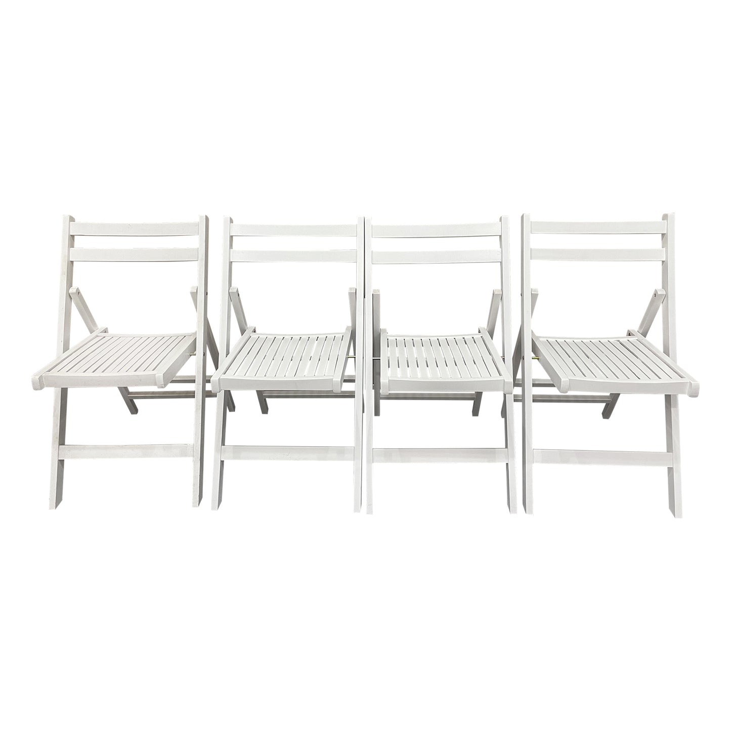 White Folding Slatted Wood Chairs - Set of 4, Portable & Stylish Event Seating, Perfect for Parties, Weddings, and Gatherings