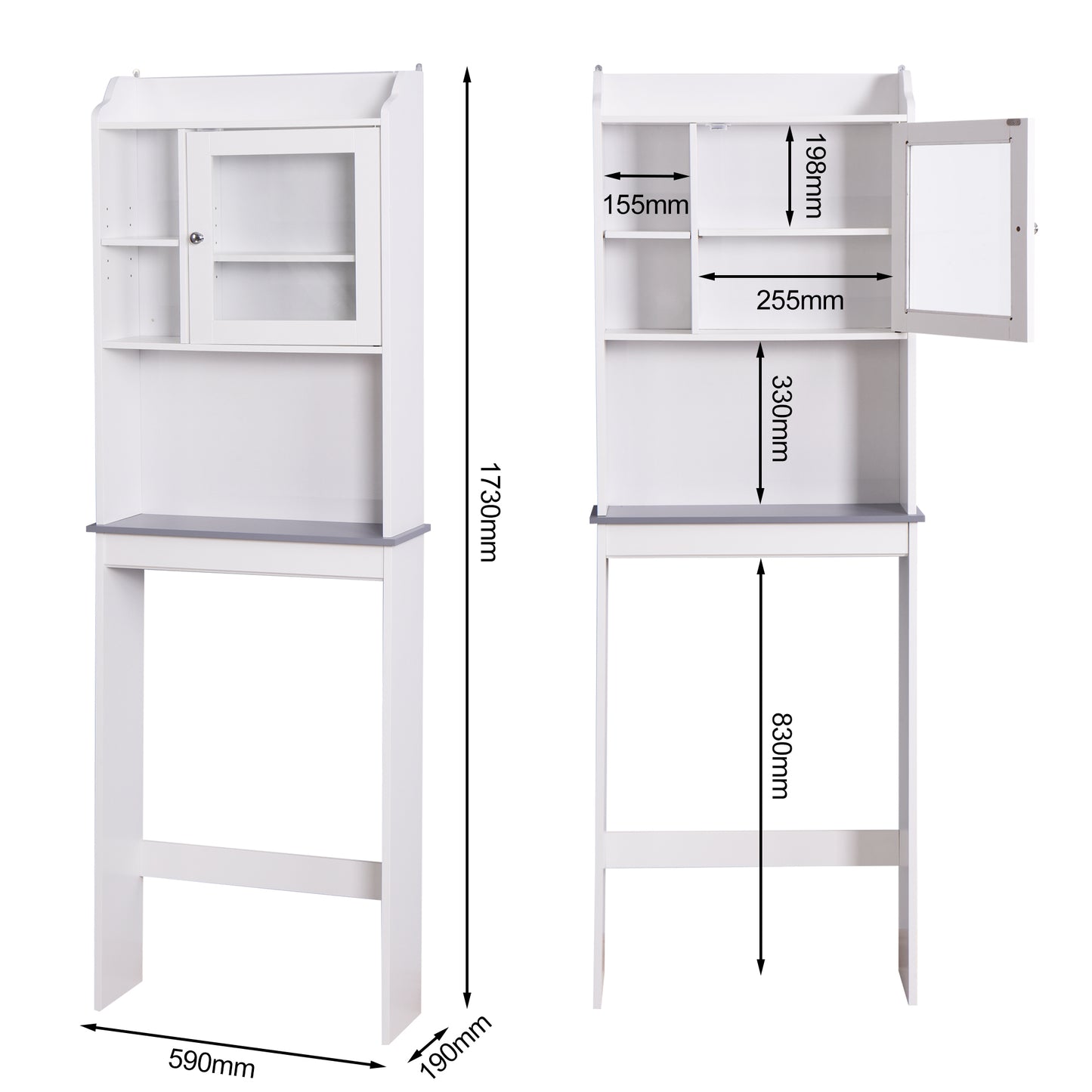 Modern Over The Toilet Space Saver Storage Cabinet - Stylish Wood Organizer for Bathroom, White