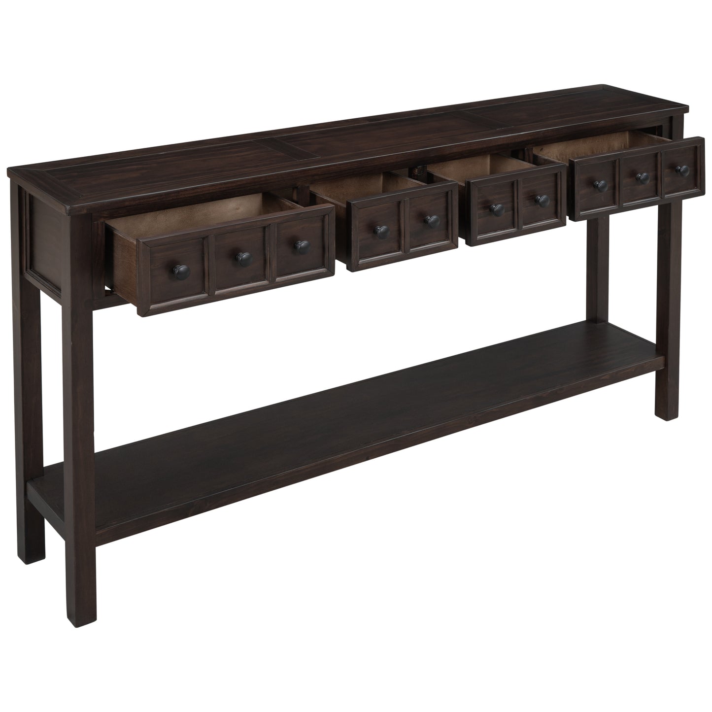 Rustic 60 Entryway Console Table with Dual Size Drawers & Bottom Shelf for Storage - Espresso Finish, Ideal for Living Room & Hallway