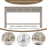 Rustic Entryway Console Table, 60 Sofa Table with Two Drawer Sizes & Bottom Shelf for Stylish Storage (Gray Wash)