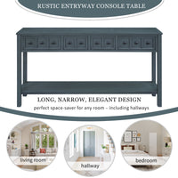 Rustic 60 Entryway Console Table with Dual Size Drawers & Bottom Shelf for Storage, Perfect for Living Room or Hallway - Navy Finish