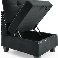 Elegant Black Velvet Single Chair for Modular Sectional - 26.5 x 31.5 x 36 - Stylish Seating Solution for Living Room or Lounge