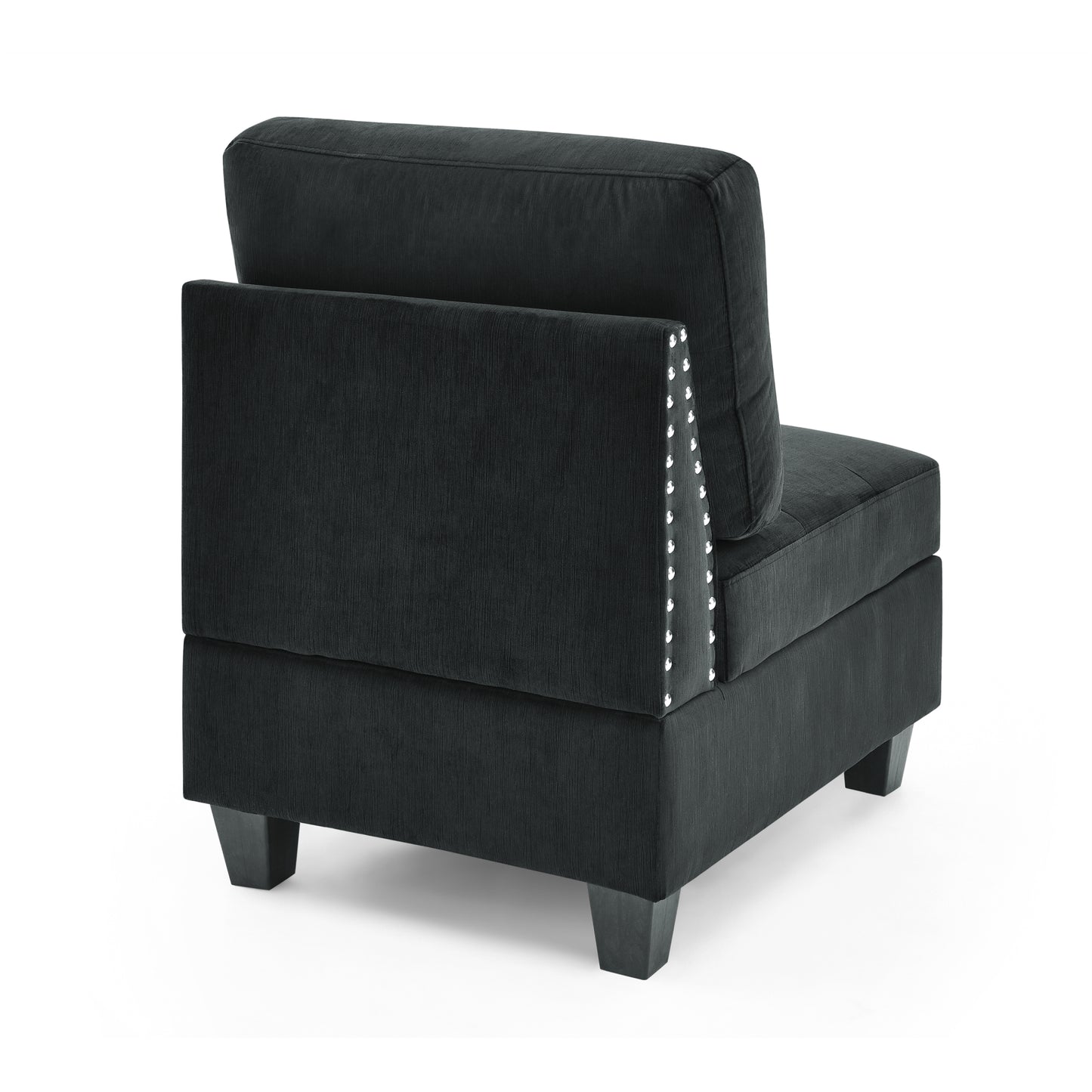 Elegant Black Velvet Single Chair for Modular Sectional - 26.5 x 31.5 x 36 - Stylish Seating Solution for Living Room or Lounge