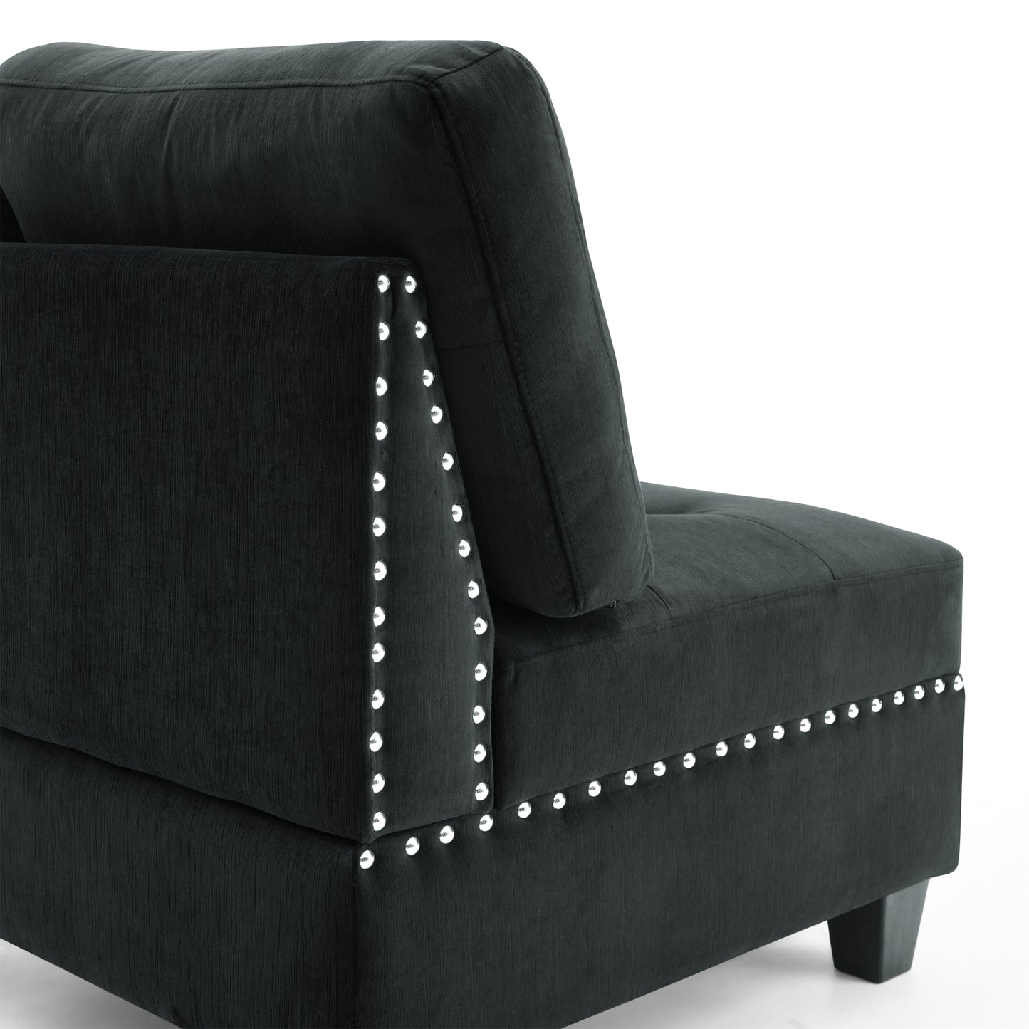 Elegant Black Velvet Single Chair for Modular Sectional - 26.5 x 31.5 x 36 - Stylish Seating Solution for Living Room or Lounge