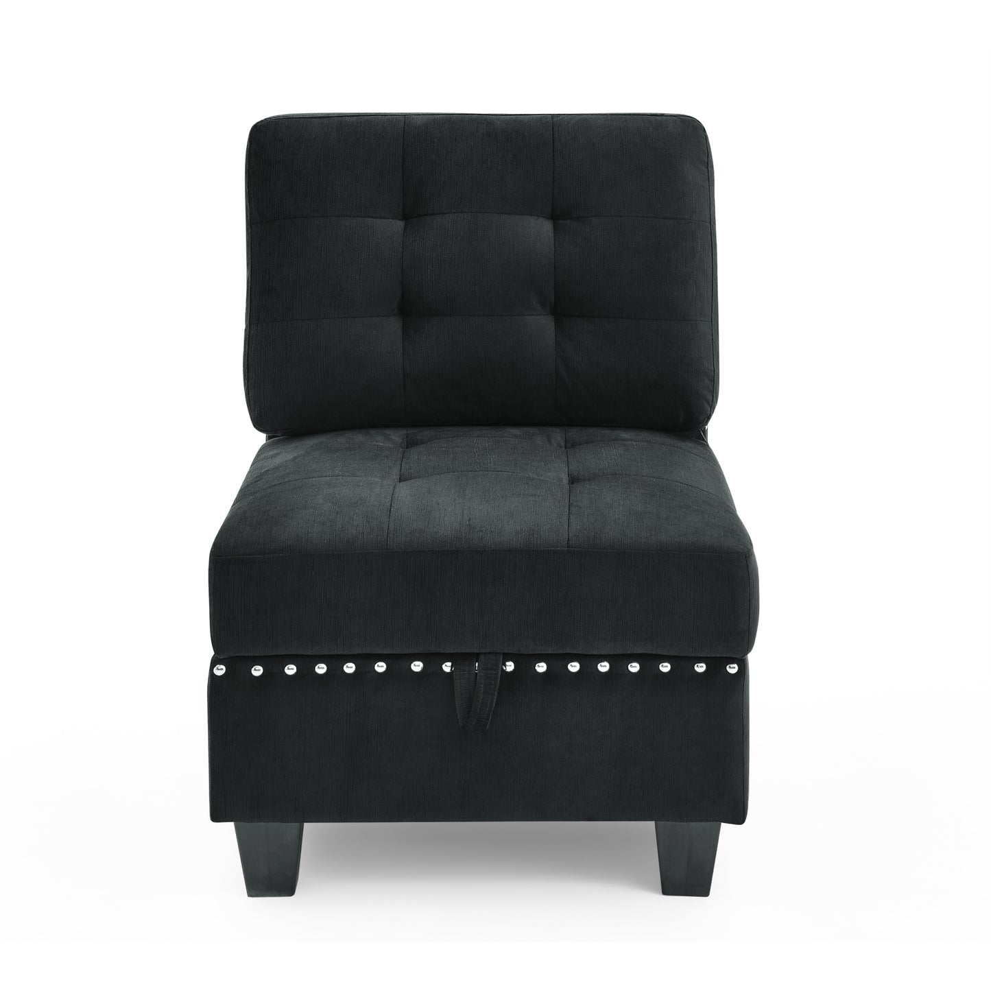 Elegant Black Velvet Single Chair for Modular Sectional - 26.5 x 31.5 x 36 - Stylish Seating Solution for Living Room or Lounge