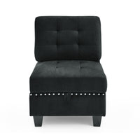 Elegant Black Velvet Single Chair for Modular Sectional - 26.5 x 31.5 x 36 - Stylish Seating Solution for Living Room or Lounge