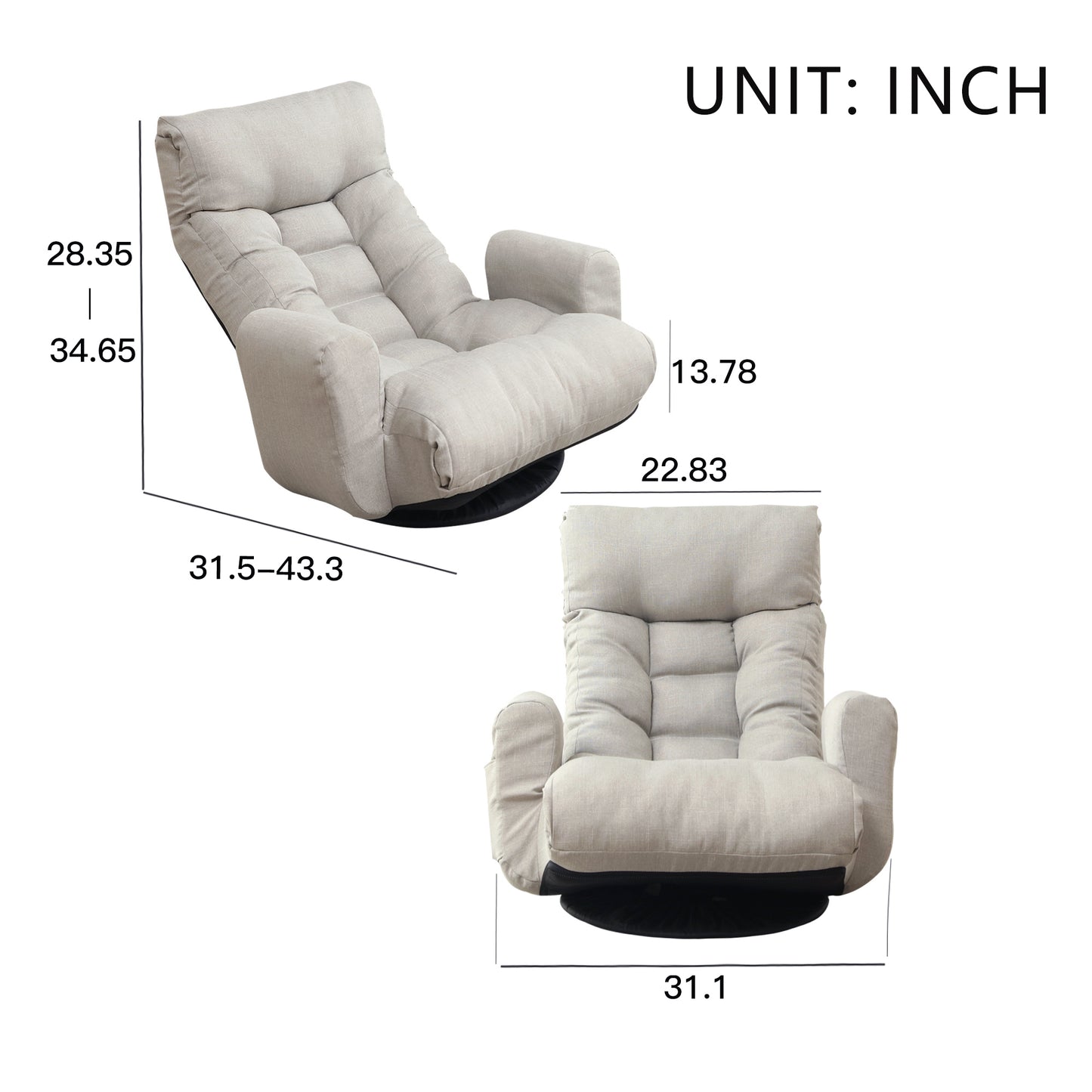 Adjustable Game Chair & Lounge Chair for Living Room, 360° Rotatable Sofa Seat, Comfortable Leisure Deck Chair