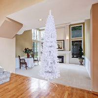 7.5FT White Slim Artificial Christmas Tree with Foldable Metal Stand - Perfect Holiday Décor for Small Spaces