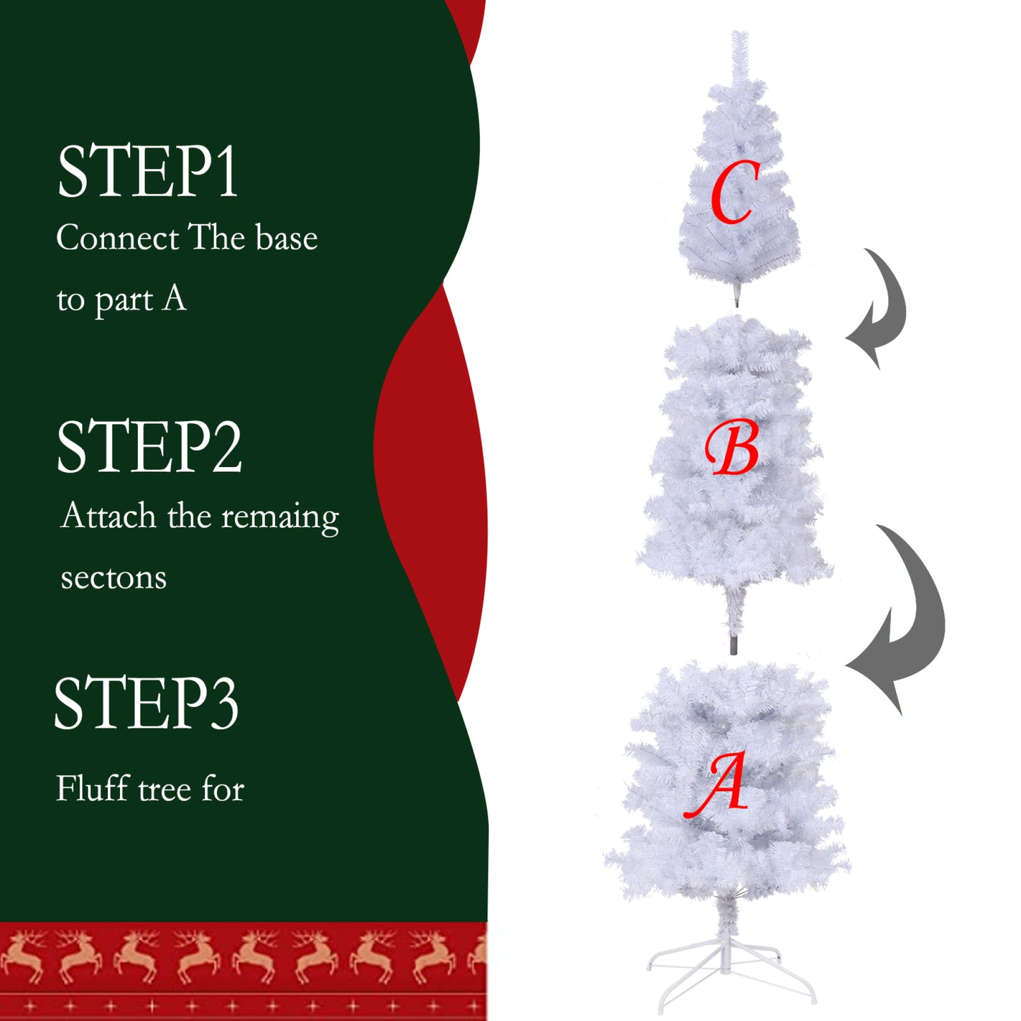 7.5FT White Slim Artificial Christmas Tree with Foldable Metal Stand - Perfect Holiday Décor for Small Spaces