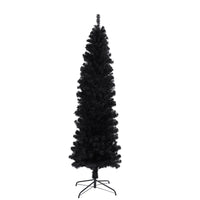 7.5FT Black Slim Artificial Christmas Tree with Foldable Metal Stand - Perfect for Holiday Décor, Space-Saving Design