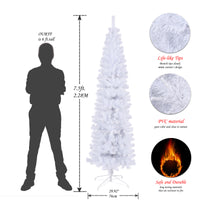 7.5FT White Slim Artificial Christmas Tree with Foldable Metal Stand - Perfect Holiday Décor for Small Spaces