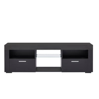 Black Modern TV Stand with LED Lights, High Gloss Finish, Stylish TV Cabinet for Lounge, Living Room or Bedroom, Sleek Design, Color: Black