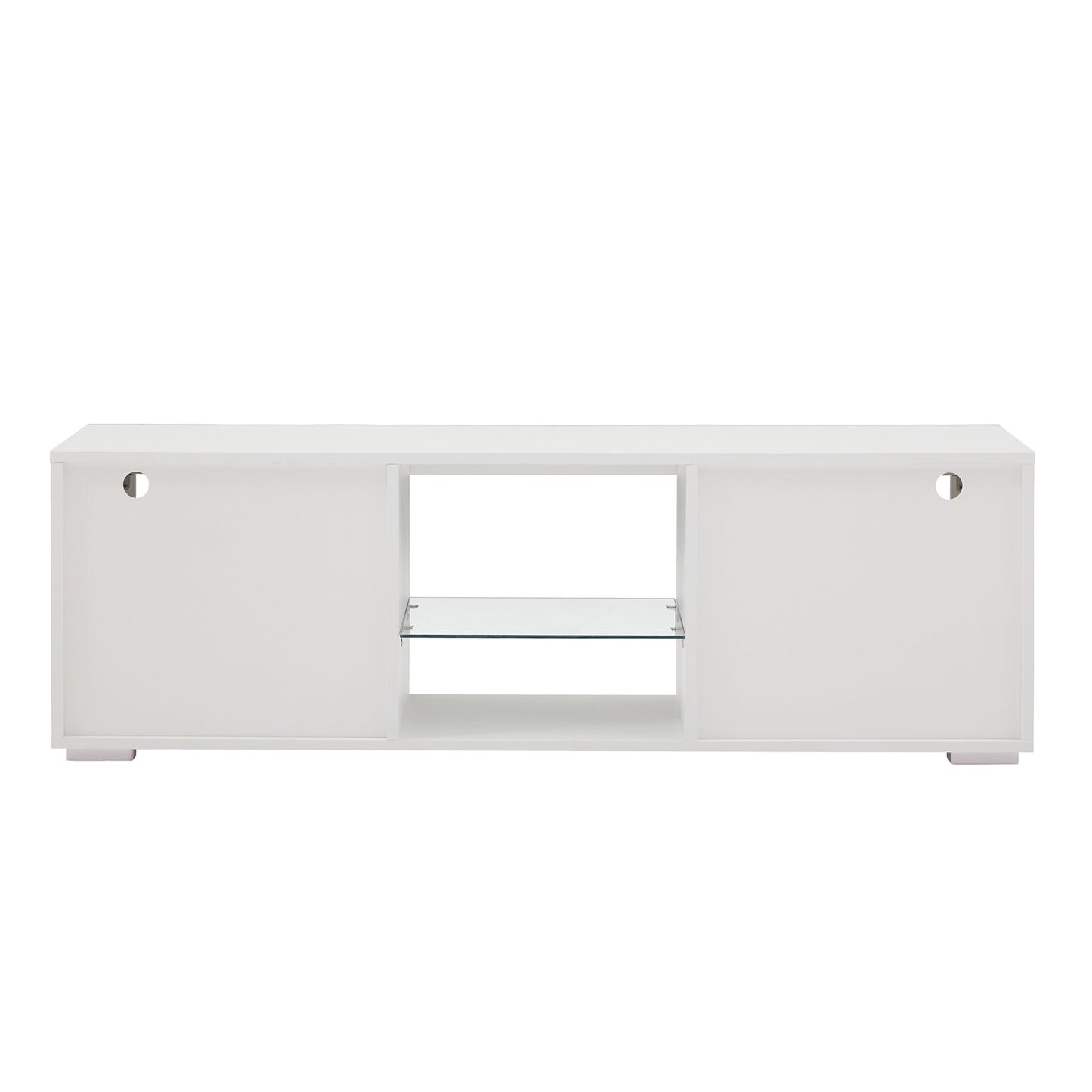 Modern White TV Stand with LED Lights, High Gloss Front, Assembly for Lounge, Living Room, or Bedroom