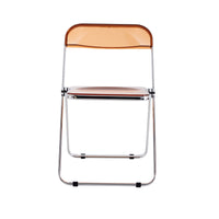 Yellow Clear Transparent Folding Chair - PC Plastic Seat for Living Room, Dining, and Outdoor Use