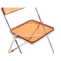 Yellow Clear Transparent Folding Chair - PC Plastic Seat for Living Room, Dining, and Outdoor Use