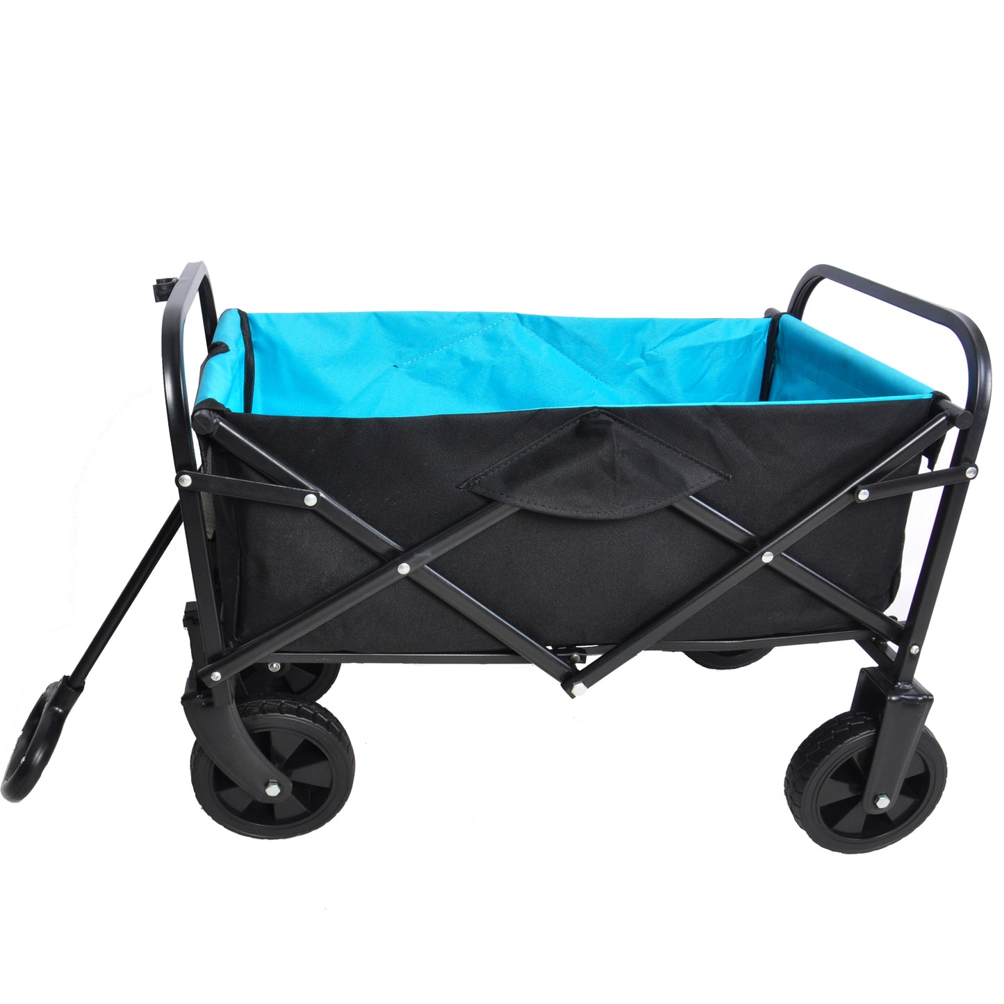 Mini Folding Wagon for Garden, Shopping, and Beach – Compact Collapsible Cart (Black & Blue)