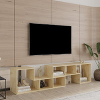 L-Shaped Oak TV Stand and Display Shelf - Stylish Bookcase for Home Furniture, Perfect for Living Room and Entertainment Space