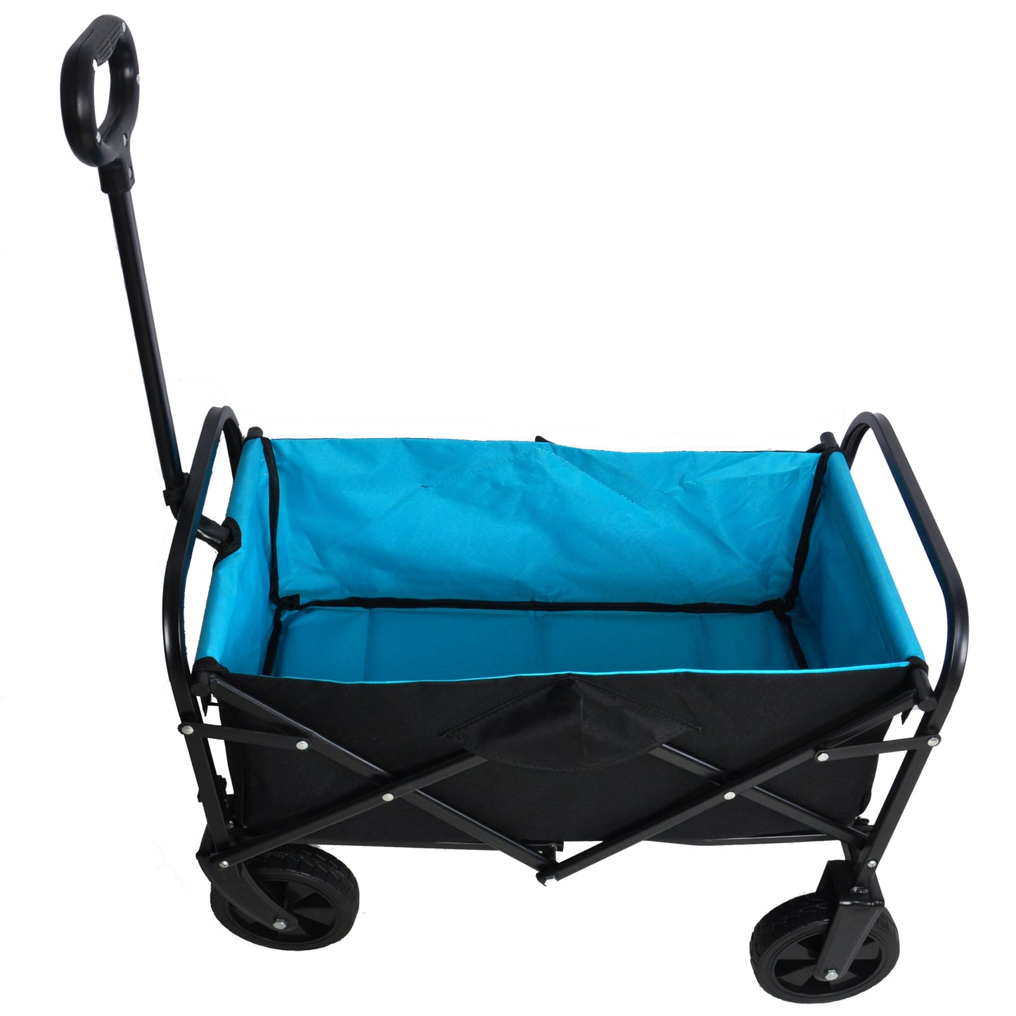 Mini Folding Wagon for Garden, Shopping, and Beach – Compact Collapsible Cart (Black & Blue)