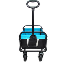 Mini Folding Wagon for Garden, Shopping, and Beach – Compact Collapsible Cart (Black & Blue)