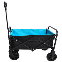 Mini Folding Wagon for Garden, Shopping, and Beach – Compact Collapsible Cart (Black & Blue)