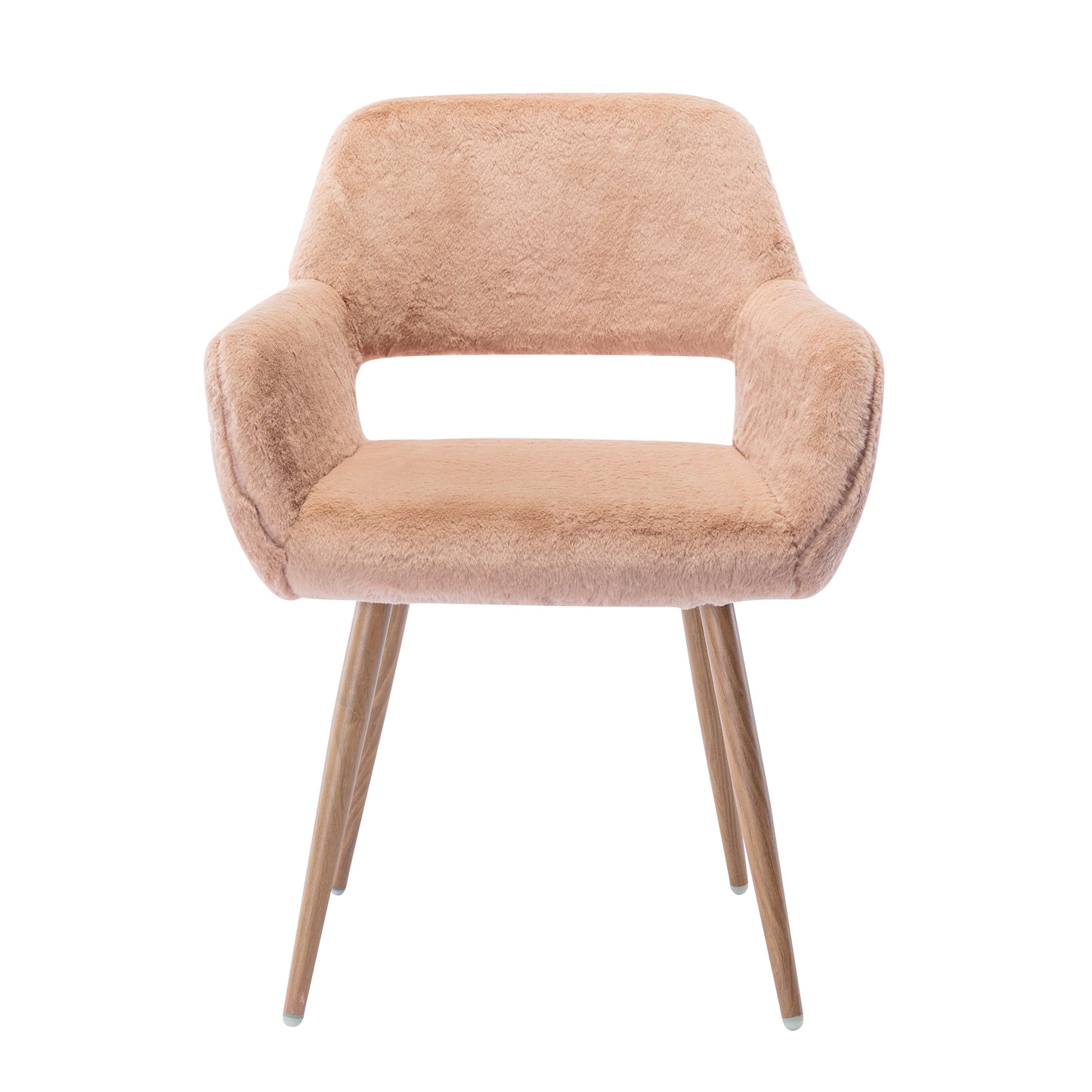 Faux Fur Dining Chairs, Mid Century Style Side Chairs with Solid Steel Legs for Dining Room, Comfortable and Stylish Accent Seating