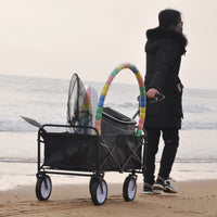 Folding Garden Wagon Cart for Shopping, Beach, and Outdoor Use - Lightweight & Portable, Compact Design, Black