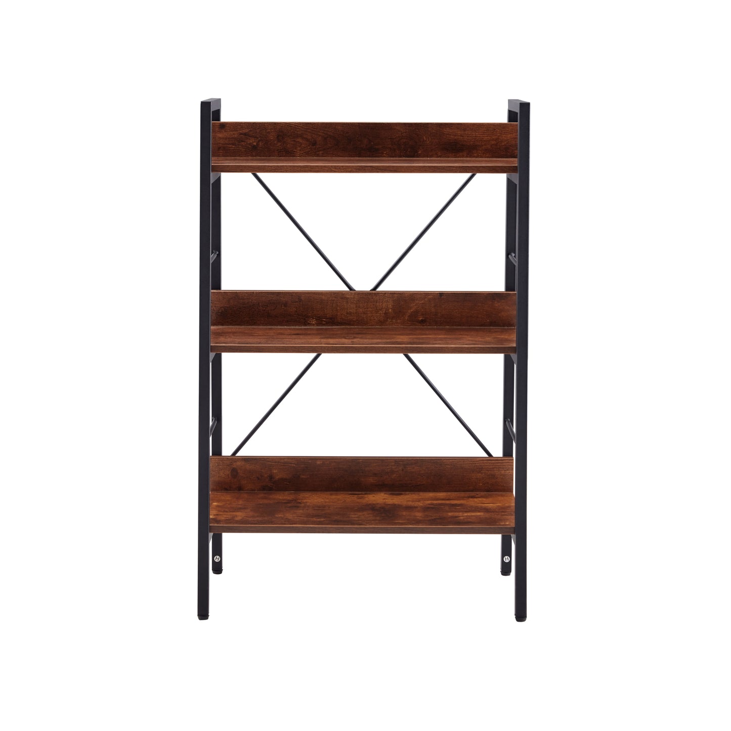 3-Layer Display Bookshelf - H Ladder Shelf Storage Unit with Metal Frame - Versatile Rack for Home or Office - 1 PC per Carton