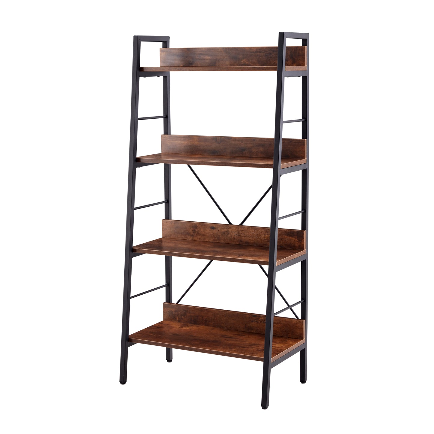 4-Layer Display Bookshelf - H Ladder Shelf Storage Unit with Metal Frame - Stylish and Durable Rack for Home or Office