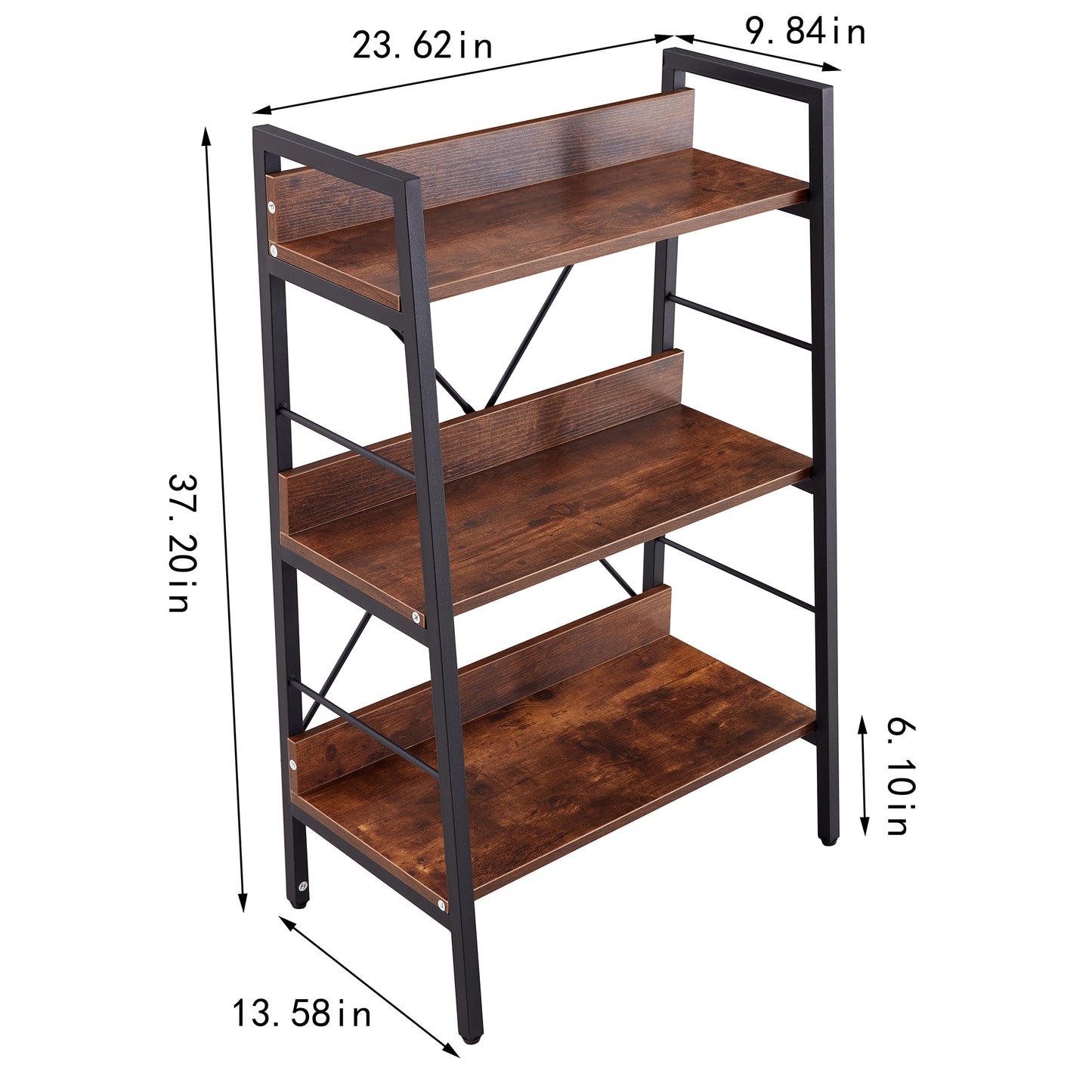 3-Layer Display Bookshelf - H Ladder Shelf Storage Unit with Metal Frame - Versatile Rack for Home or Office - 1 PC per Carton