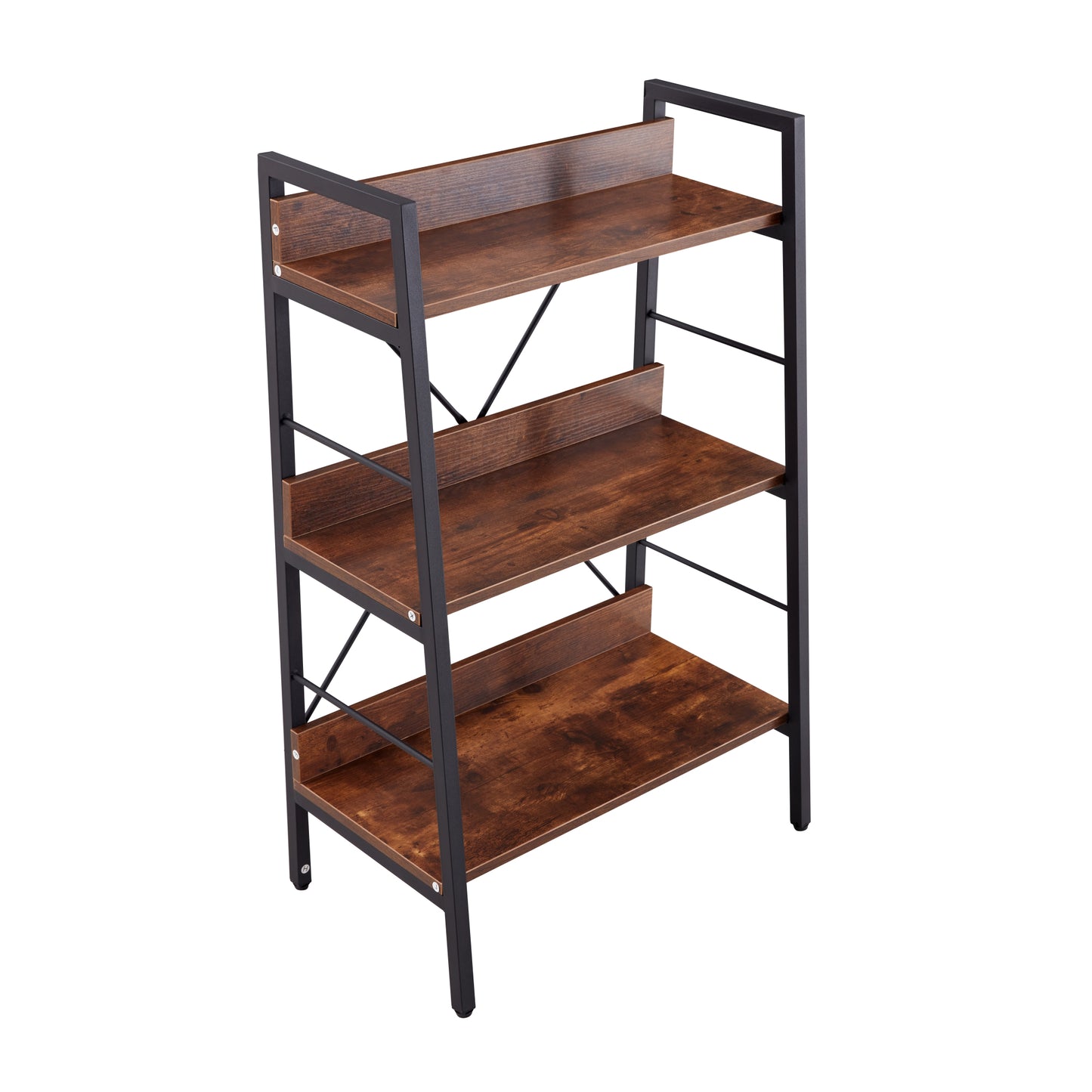 3-Layer Display Bookshelf - H Ladder Shelf Storage Unit with Metal Frame - Versatile Rack for Home or Office - 1 PC per Carton