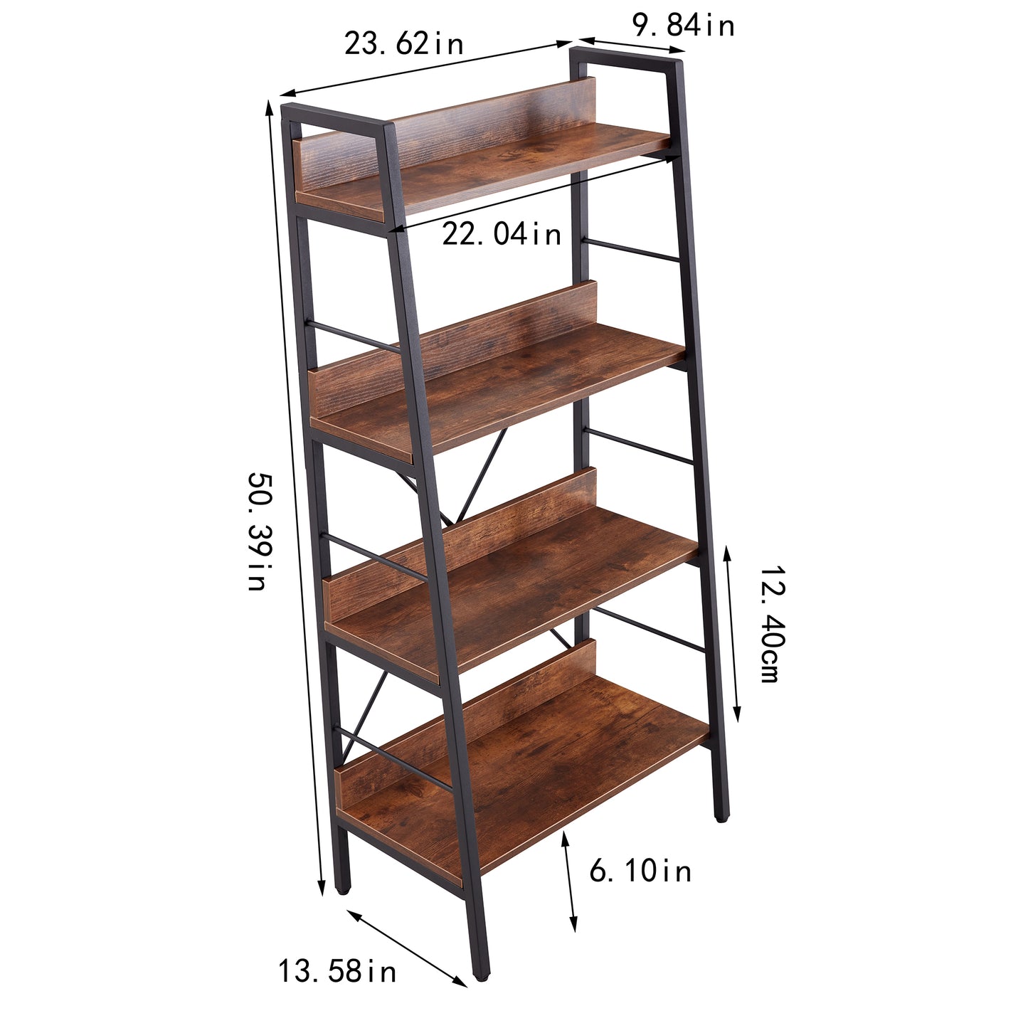 4-Layer Display Bookshelf - H Ladder Shelf Storage Unit with Metal Frame - Stylish and Durable Rack for Home or Office