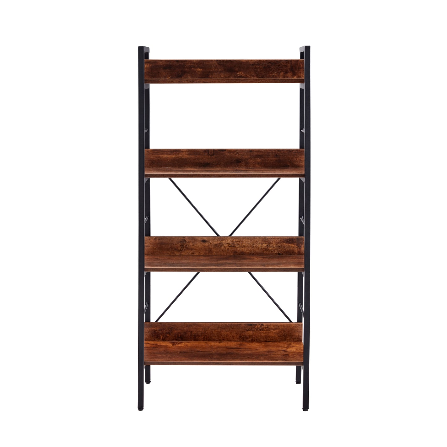 4-Layer Display Bookshelf - H Ladder Shelf Storage Unit with Metal Frame - Stylish and Durable Rack for Home or Office