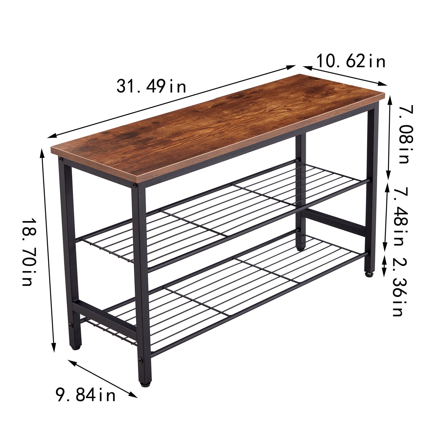 3-Tier Metal Shoe Rack - Modern Multifunctional Shoe Storage Shelf with MDF Top Board for Entryway, Hallway, or Closet - 1 PC per Carton