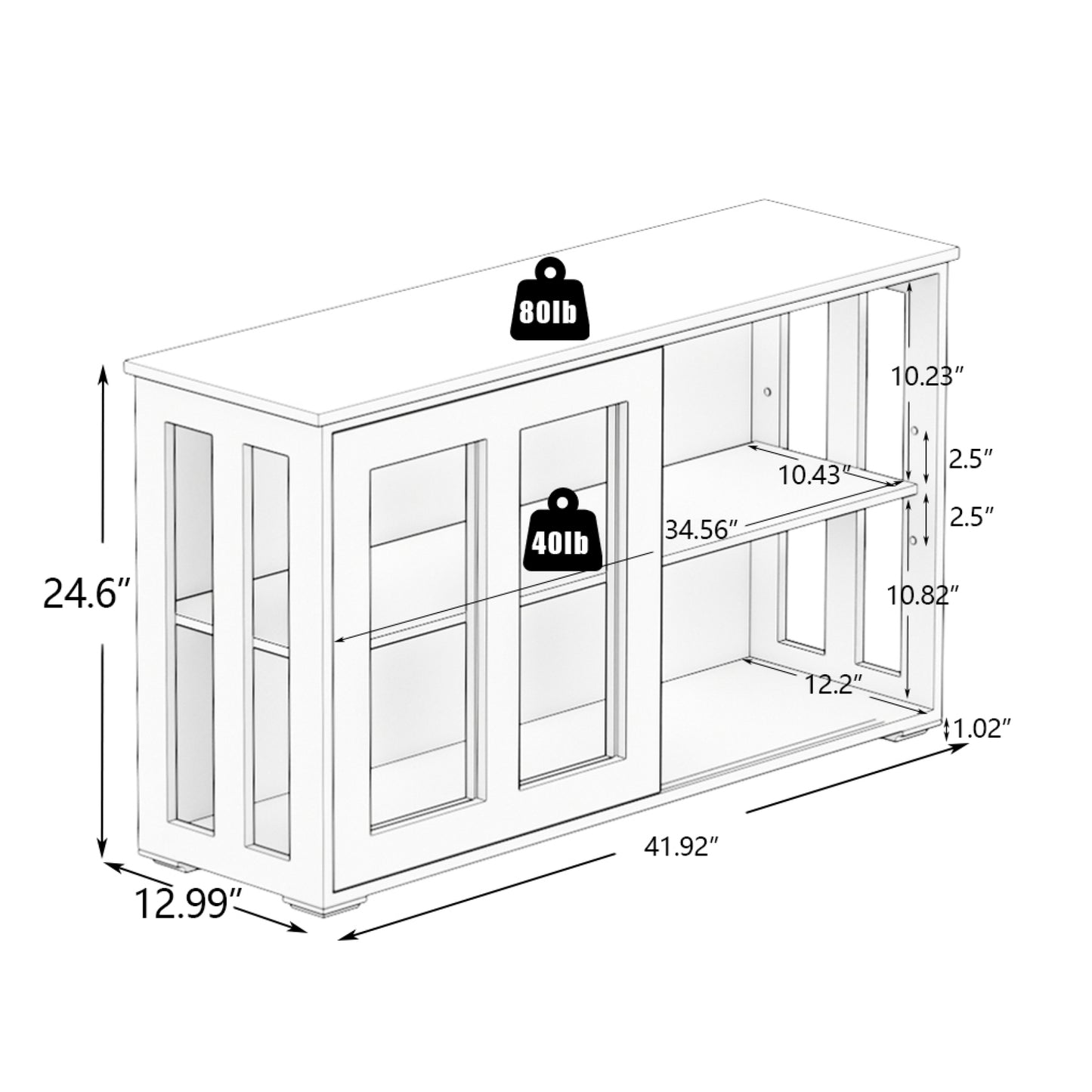 White Kitchen Storage Stand Cupboard with Glass Door – Stylish Organizer for Home and Kitchen